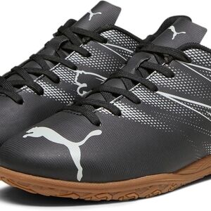 PUMA Attacanto Kids Soccer Cleats Size 3.5 White/Black Beige Sole